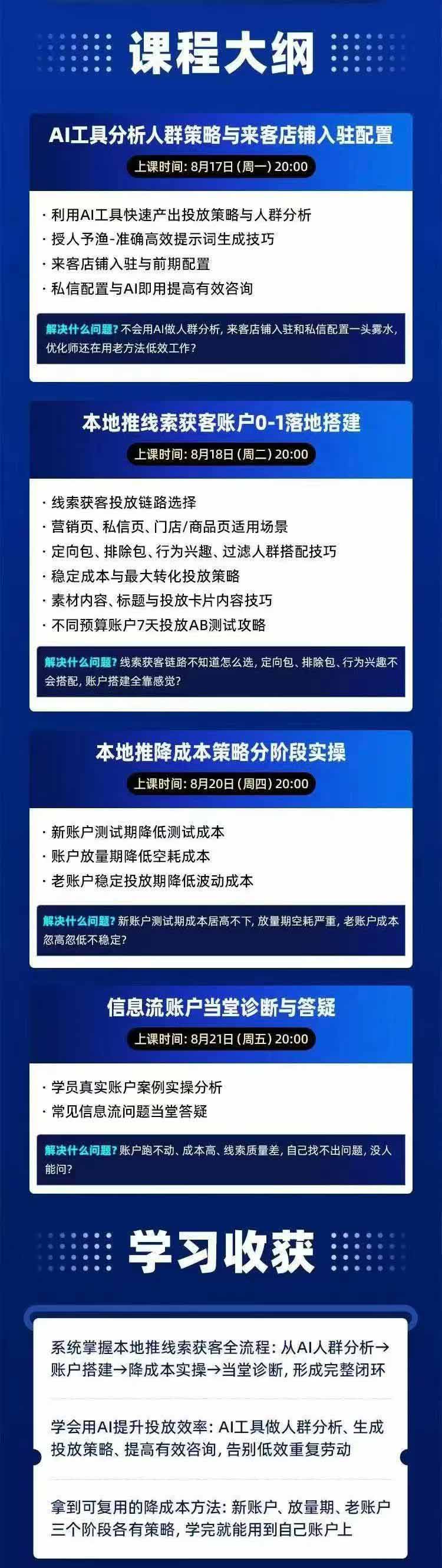 图片[2]-2026巨量AD本地推线索获客全流程实战课-33期更新1027：AI人群分析、账户搭建、7天测试、分阶段降本与投放优化-大象聊项目