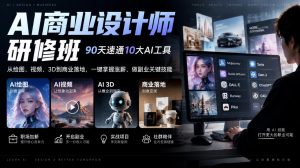 AI商业设计师研修班,90天速通10大AI工具,从绘图、视频、3D到商业落地,一键掌握涨薪、做副业关键技能-大象聊项目