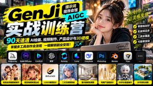 GenJi AIGC实战训练营：90天速通AI绘画、视频制作、产品设计与3D建模，掌握多工具创作全流程-大象聊项目