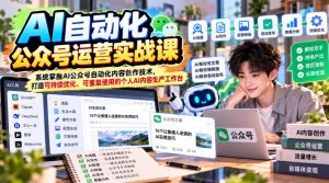 AI自动化公众号运营实战课,系统掌握AI公众号自动化内容创作技术,打造可持续优化、可重复使用的个人AI内容生产工作台-大象聊项目