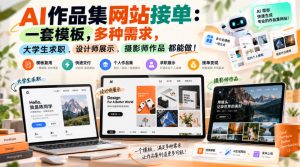 AI作品集网站接单:一套模板,多种需求,大学生求职、设计师展示、摄影师作品都能做!-大象聊项目