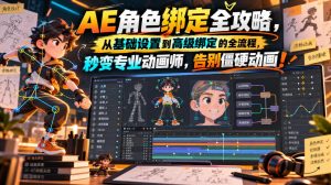 【无水印】AE角色绑定全攻略，从基础设置到高级绑定的全流程，秒变专业动画师，告别僵硬动画！【原创双语字幕】-大象聊项目