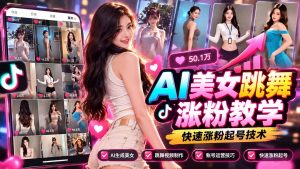 AI美女跳舞涨粉教学，AI生成美女，跳舞视频制作，账号运营与快速起号涨粉-大象聊项目