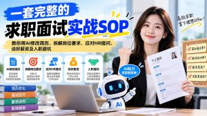 一套完整的求职面试实战SOP：教你用AI修改简历、拆解岗位要求、应对HR提问、谈好薪资及入职避坑-大象聊项目